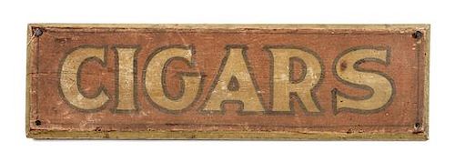 Vintage Painted Wood Cigar Sign Height 7 3/4 x 27 inches