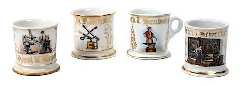 Four Occupational Shaving Mugs Height of each 3 7/8 inches