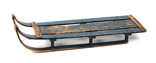 Child's Painted Wood Sled Length 22 1/2 x width 6 3/4 inches