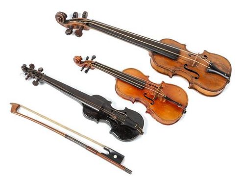 Three Miniature Violins Length of longest 16 1/2 inches