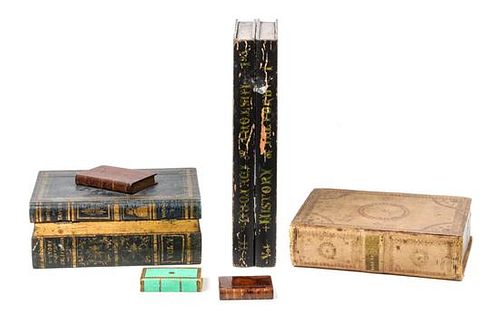 Collection of Boxes in the Form of Books Height of largest 14 3/4 x width 8 1/4 x depth 2 3/4 inches