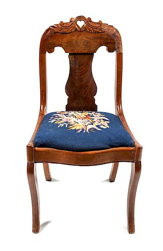 Empire Carved Mahogany Side Chair Height 32 x width 17 1/2 x depth 14 inches