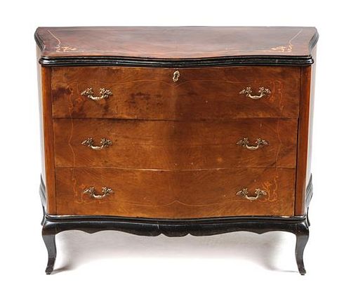 Louis XV Style Marquetry Secretary Chest Height 34 x width 44 x depth 18 inches