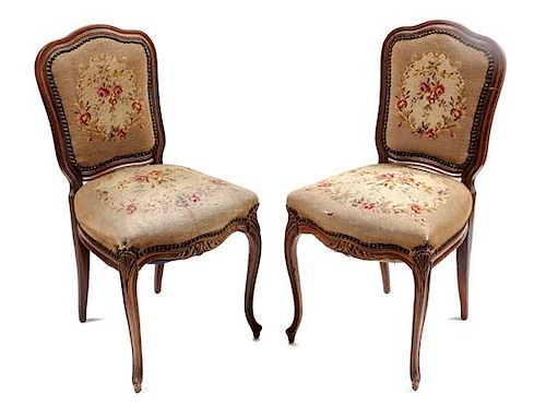 Pair of Louis XV Style Side Chairs Height 35 x width 18 x depth 16 inches