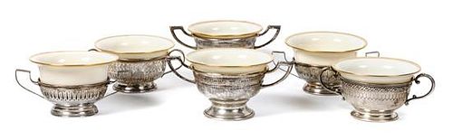 Set of American Silver Cream Soups Height of tallest 2 3/4 inches