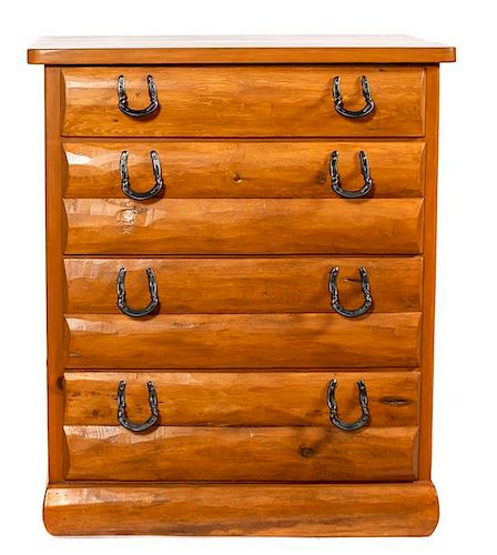 Western Lodge Style Chest of Drawers, Cowboy Classics by Tom Bice Height 47 1/2 x width 40 x depth 22 inches