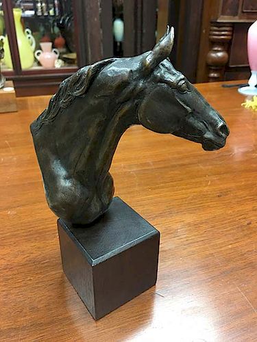 Artist Signed Bronze Horse Bust