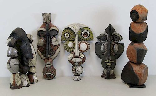 CAPRON, Roger. Five (5) Ceramic Sculptures.