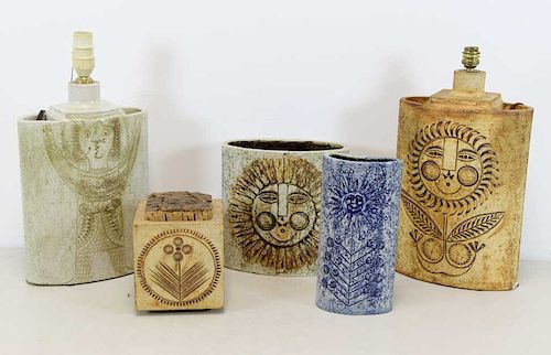 CAPRON, Roger. 5 Pieces of Ceramics.