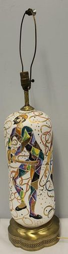 MIDCENTURY. Porcelain Lamp with Figural Decoration