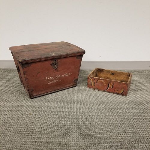 Two Scandinavian Painted Pine Boxes