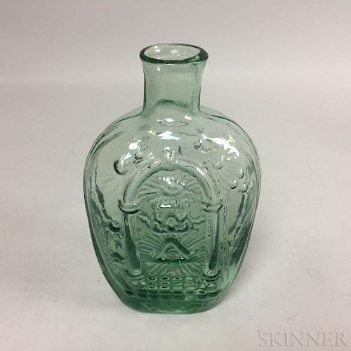 Aqua Glass Masonic Flask