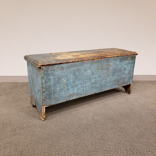 Early Blue-painted Pine Six-board Blanket Chest