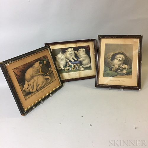 Two Framed Currier & Ives Lithographs and a Reproduction