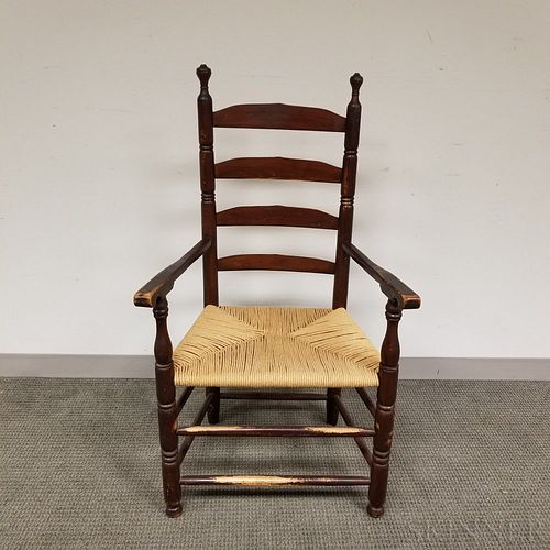 Brown-painted and Stained Maple Armchair