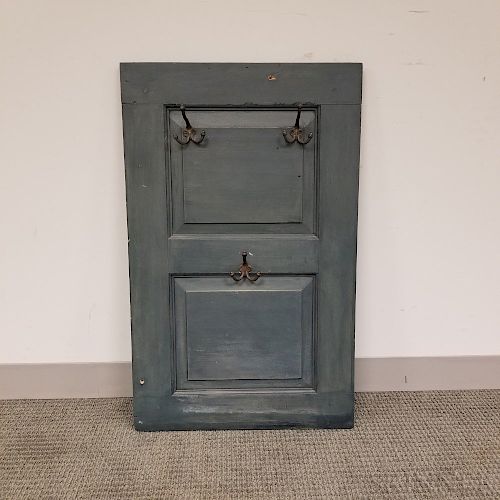 Blue-painted Panel with Hooks