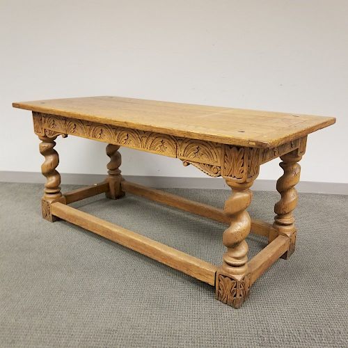 Renaissance-style Carved Oak One-drawer Refectory Table