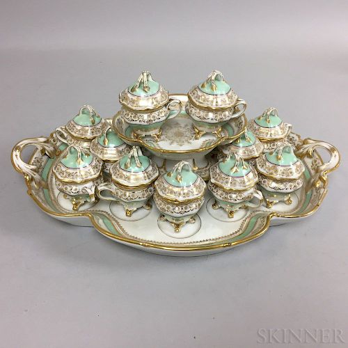 Paris Porcelain Pots de Crème Set with Tray.  Estimate $200-250