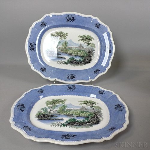 Pair of Davenport Transfer-decorated Ceramic Platters