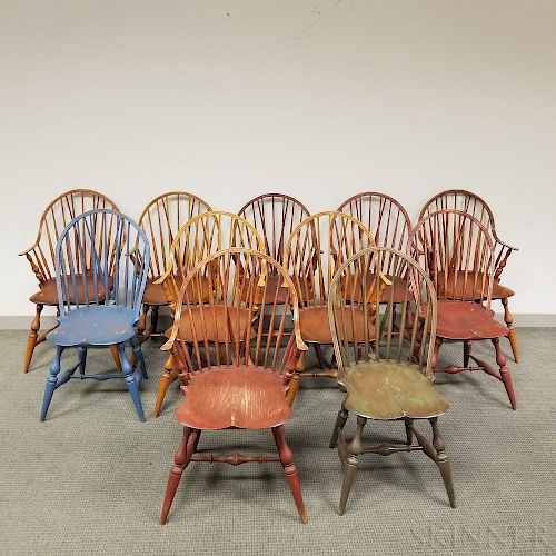 Eleven Reproduction Windsor Chairs