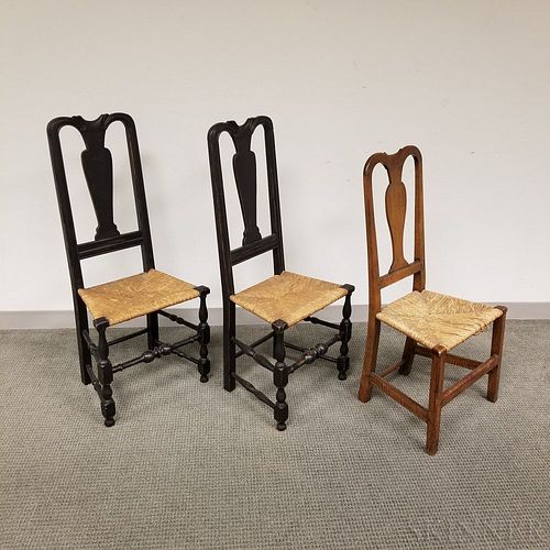 Three Country Queen Anne Side Chairs
