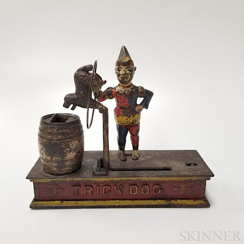 Polychrome Cast Iron "Trick Dog" Mechanical Bank