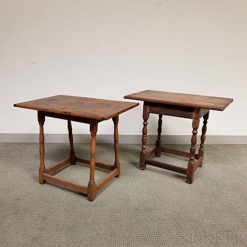 Two Country Turned Maple and Pine Tavern Tables