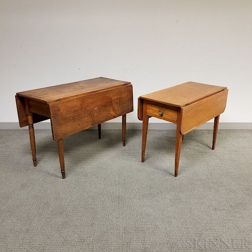 Two Country Pine Drop-leaf Tables
