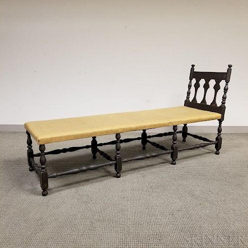 William and Mary-style Turned and Black-painted Maple Daybed