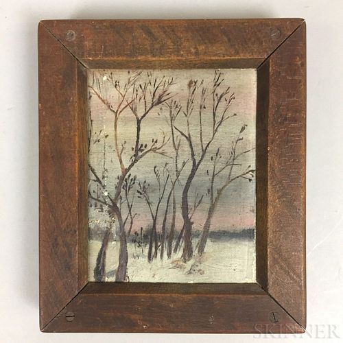 Small Framed Oil on Canvas Winter Scene