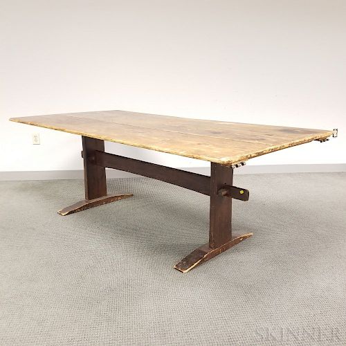 Large Pine Trestle-base Shoe-foot Table