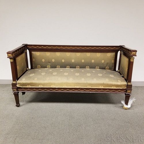 Neoclassical-style Ormolu-mounted and Brass-inlaid Mahogany Settee
