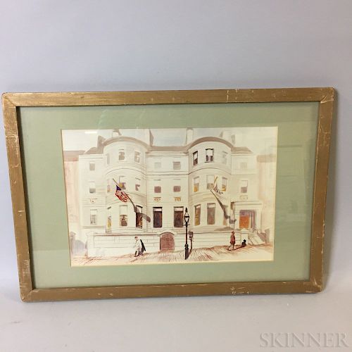 Framed Photo-reproduction of a Helen Adams Isaacs Watercolor of the Somerset Club