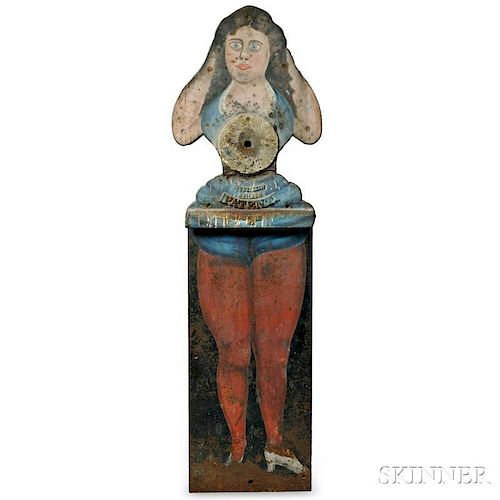Large Painted Cast Iron Female Figure Shooting Gallery Target