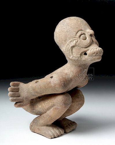 Important Veracruz Pottery Squatting Skeletal God