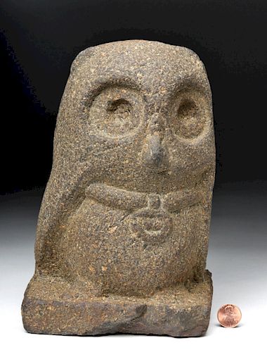 Rare Mayan Stone Owl w/ Amulet - Von Winning Papered