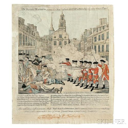 Paul Revere (American, 1735-1818) The Bloody Massacre perpetrated in King Street, BOSTON, on March 5th 1770, by a Party of the 29th REG