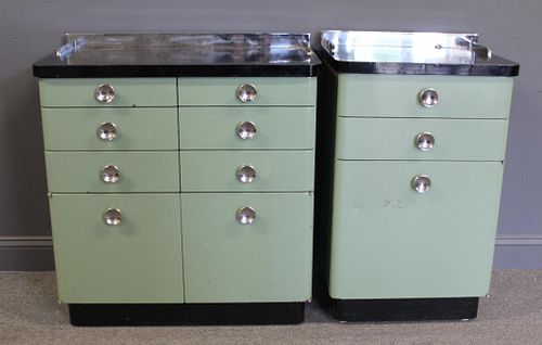 MIDCENTURY/ 2 Industrial Style Enameled Cabinets