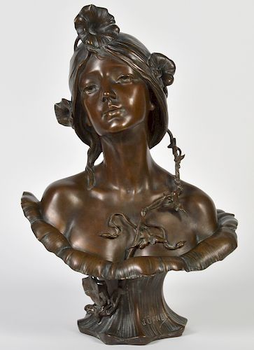 Josef Ofner Art Nouveau Bronze Bust
