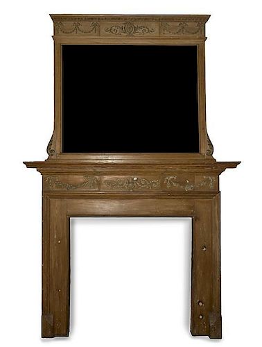 An American Federal Pine Fireplace Surround, Height 96 1/4 x width 61 1/4 inches.