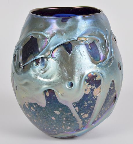 Charles Lotton Blue Lava Vase