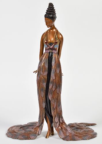 Erte Bronze "Feather Gown" Sculpture
