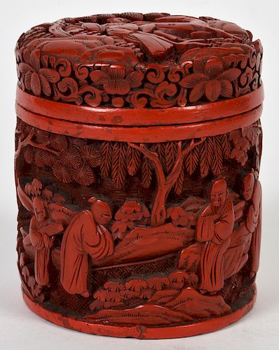 Chinese Red Lacquer Carved Cinnabar Box