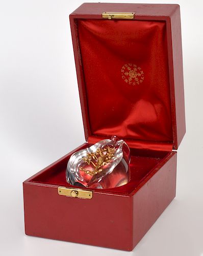 Steuben Crystal & 18Kt. Pear with Box