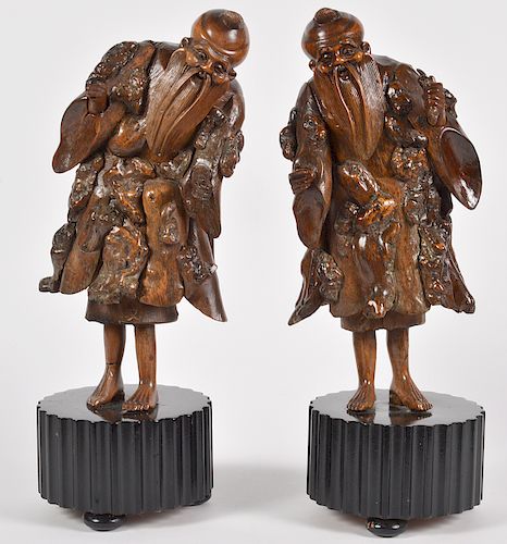 Two Chinese Root Wood Carved Figures