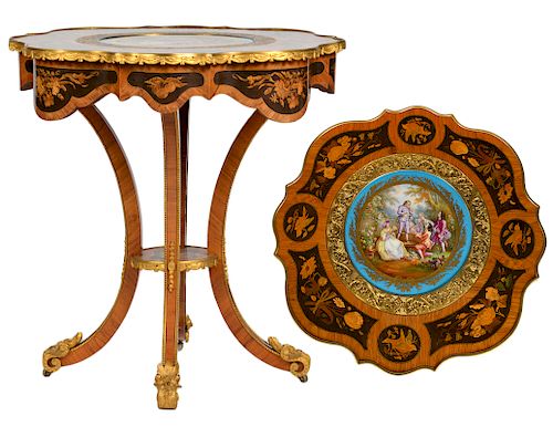 19th C. English Marquetry Napoleonic Style Table