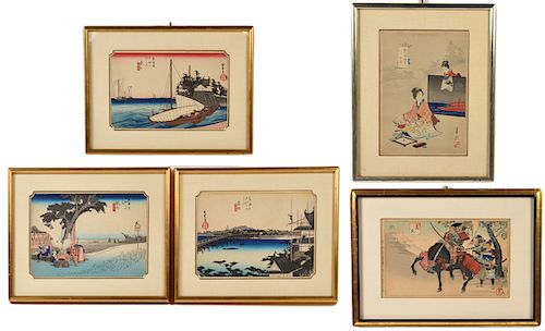 5 Japanese Wood Block Prints