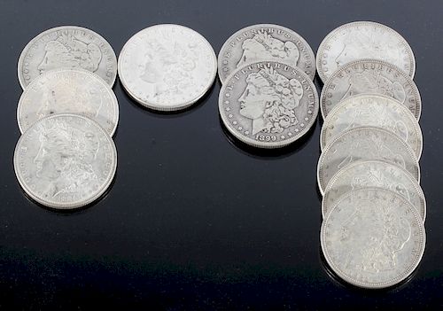 1884-1921 Morgan Silver Dollars x12 Coins