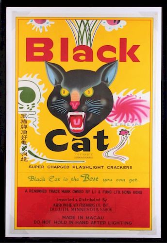 Original Black Cat Firecracker Advertising Poster