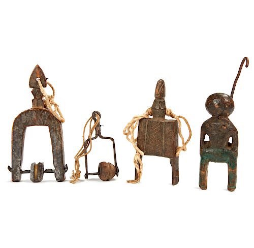 West African Heddle Pulley, Wood Standing Human Figure,  Dogon Pulley, Iron Pulley, Abstract Pulley